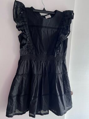 Crewcuts Black Ruffle Tiered Dress with Smocked Waist